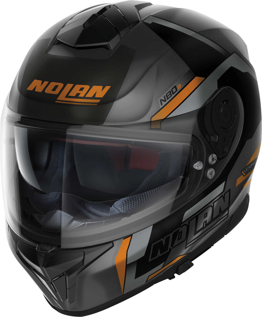 Nolan N80-8 Wanted N-Com Casco - Negro Gris Naranja (M)