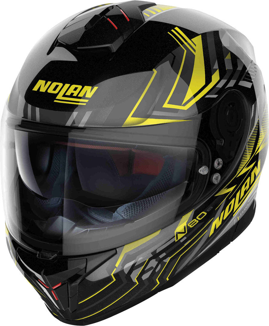 Nolan N80-8 Turbolence N-Com Casco - Negro Gris Amarillo (XS)