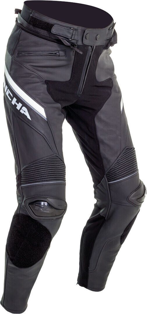 Richa Viper 2 Street Pantalones de cuero de moto perforados - Negro Blanco (60)