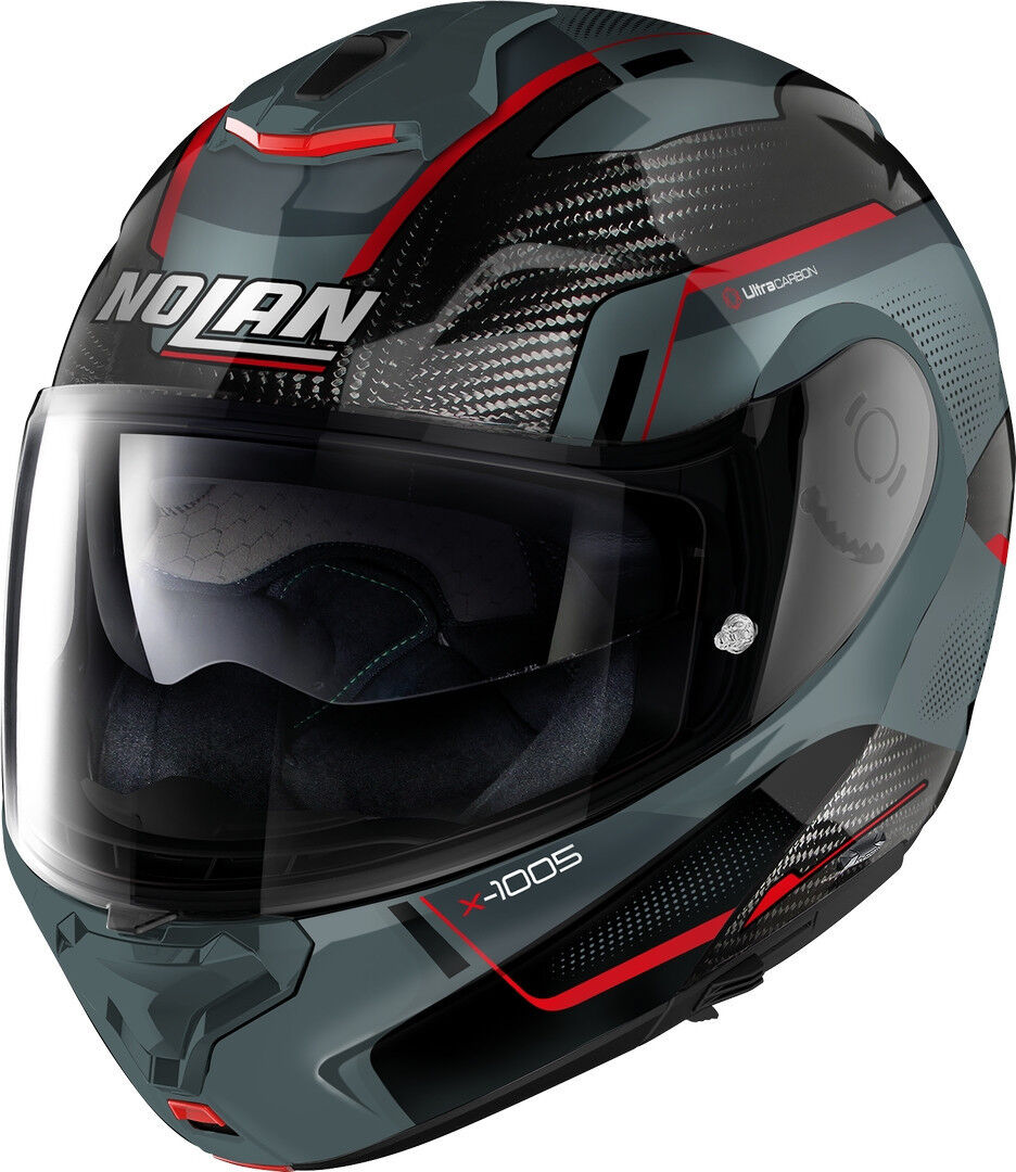 Nolan X-1005 Ultra Carbon Undercover N-Com Casco - Gris Plata (2XL)