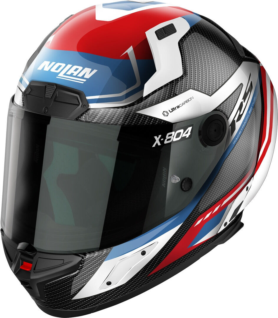 Nolan X-804 RS Ultra Carbon Maven Casco - Negro Rojo Azul (L)