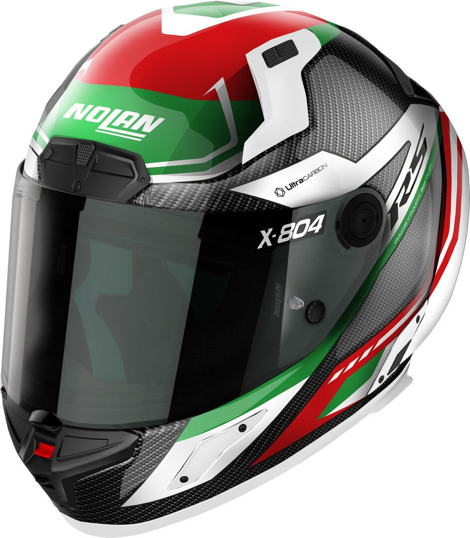 Nolan X-804 RS Ultra Carbon Maven Casco - Negro Rojo Verde (L)