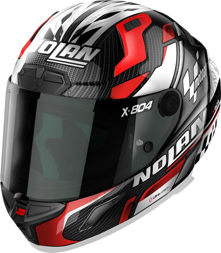 Nolan X-804 RS Ultra Carbon Moto GP Casco - Negro Rojo Plata (L)