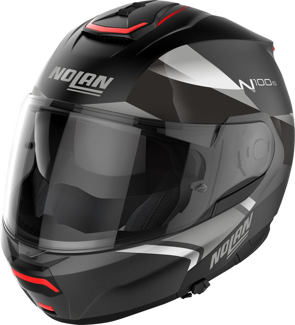 Nolan N100-6 Paloma N-Com Casco - Negro Gris Plata (2XL)