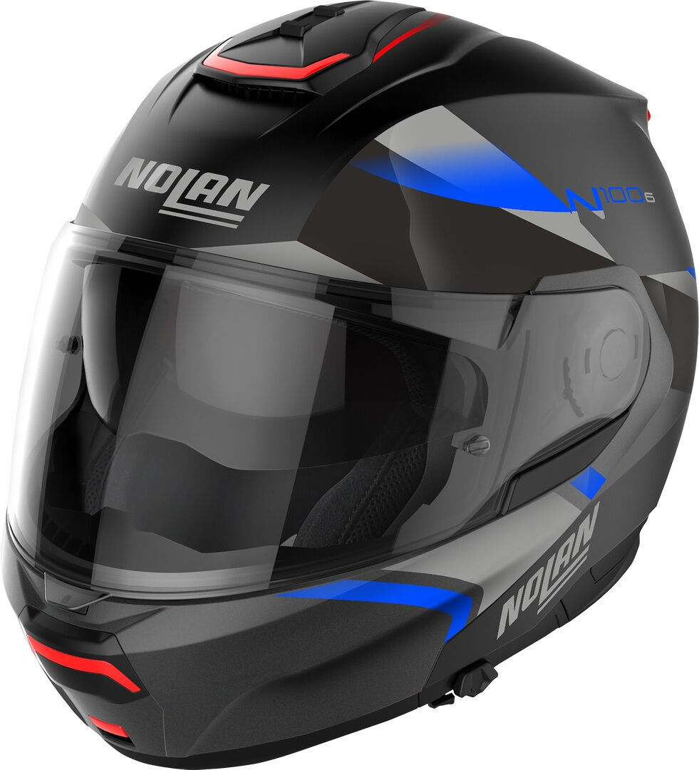 Nolan N100-6 Paloma N-Com Casco - Negro Gris Azul (XL)