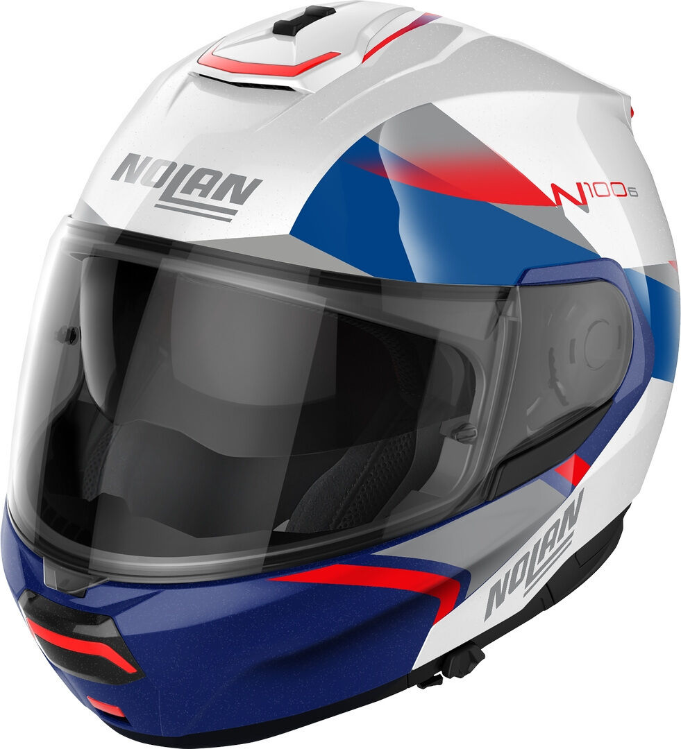 Nolan N100-6 Paloma N-Com Casco - Blanco Rojo Azul (XL)