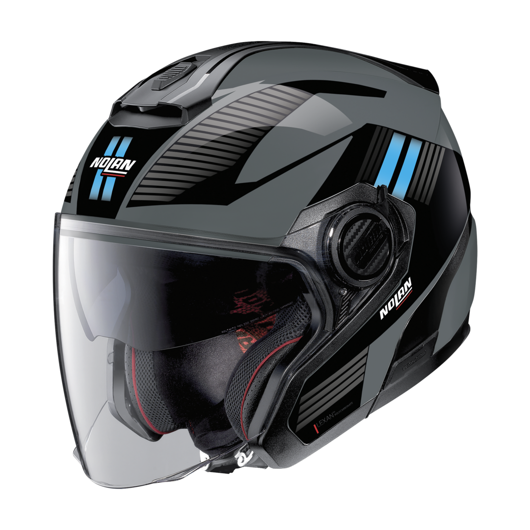 Nolan N40-5 06 Crosswalk N-Com Casco Jet - Negro Gris Azul (XL)