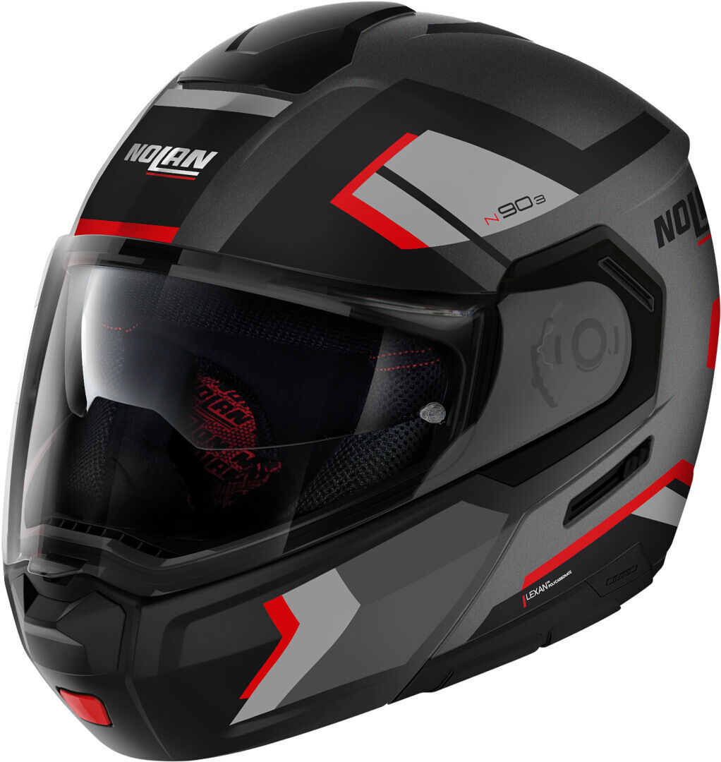 Nolan N90-3 06 Lighthouse N-Com Casco - Negro Gris Rojo (2XL)