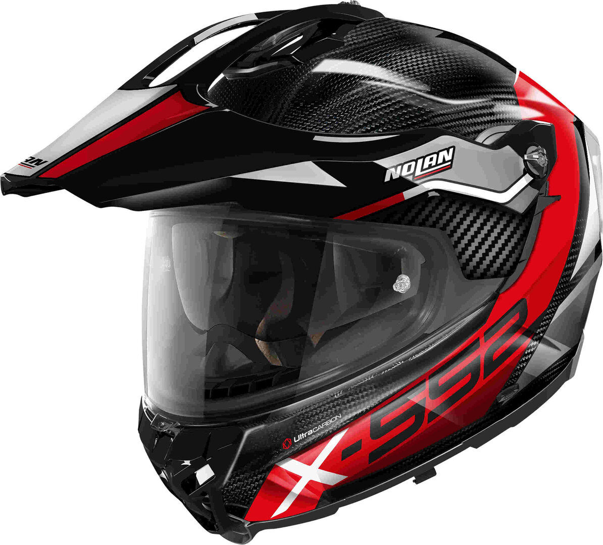 Nolan X-552 Ultra Carbon Dinamo N-Com Casco - Negro Blanco Rojo (S)