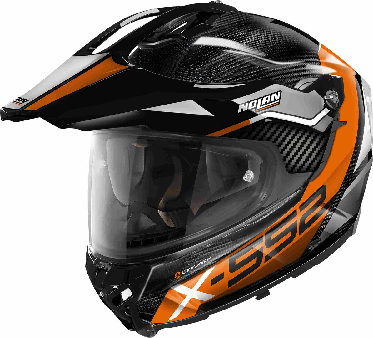 Nolan X-552 Ultra Carbon Dinamo N-Com Casco - Negro Naranja Plata (XL)