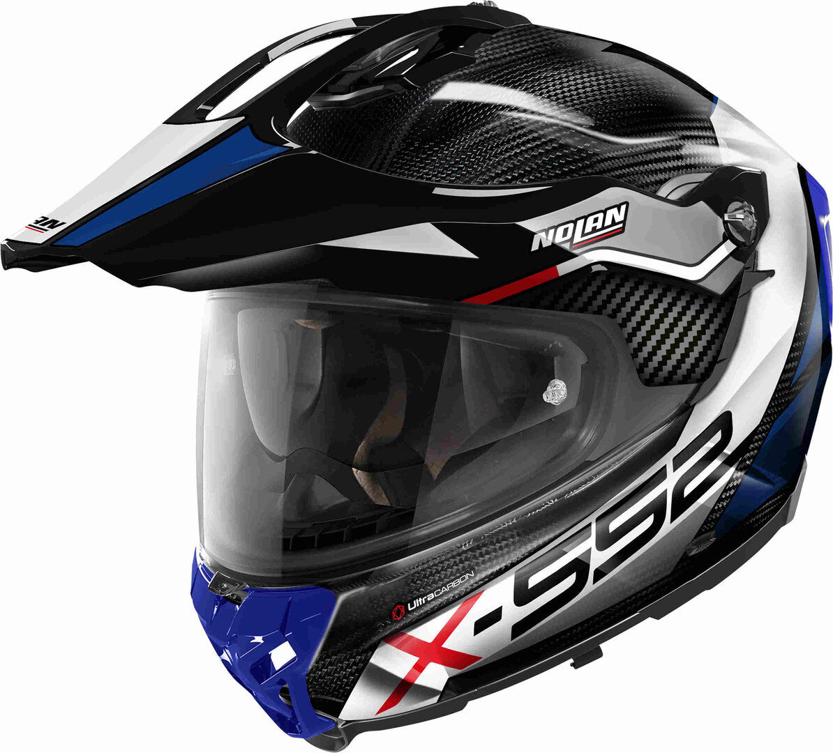 Nolan X-552 Ultra Carbon Dinamo N-Com Casco - Negro Gris Azul (L)