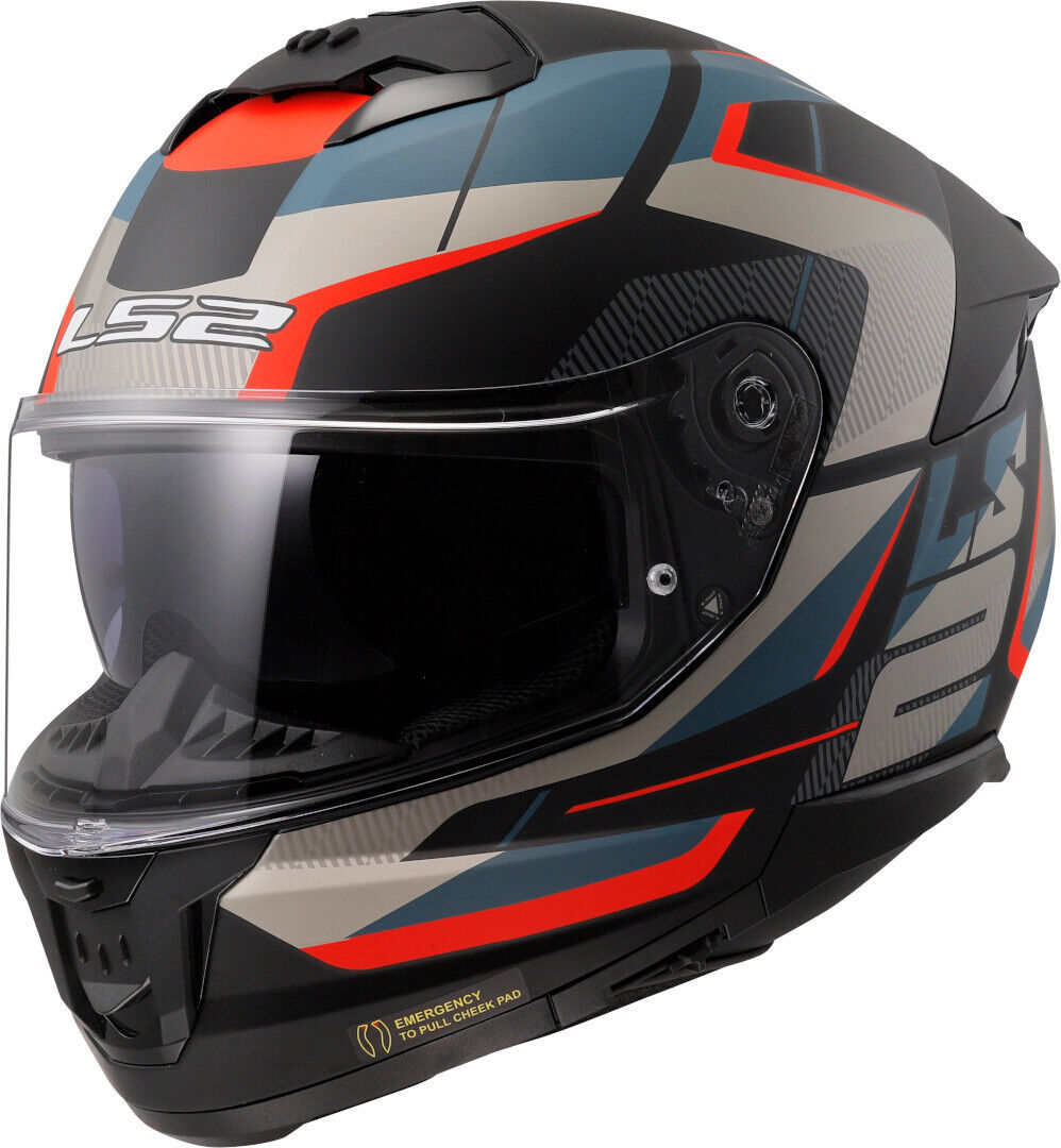 LS2 FF808 Stream II Road Casco - Negro Azul Naranja (M)