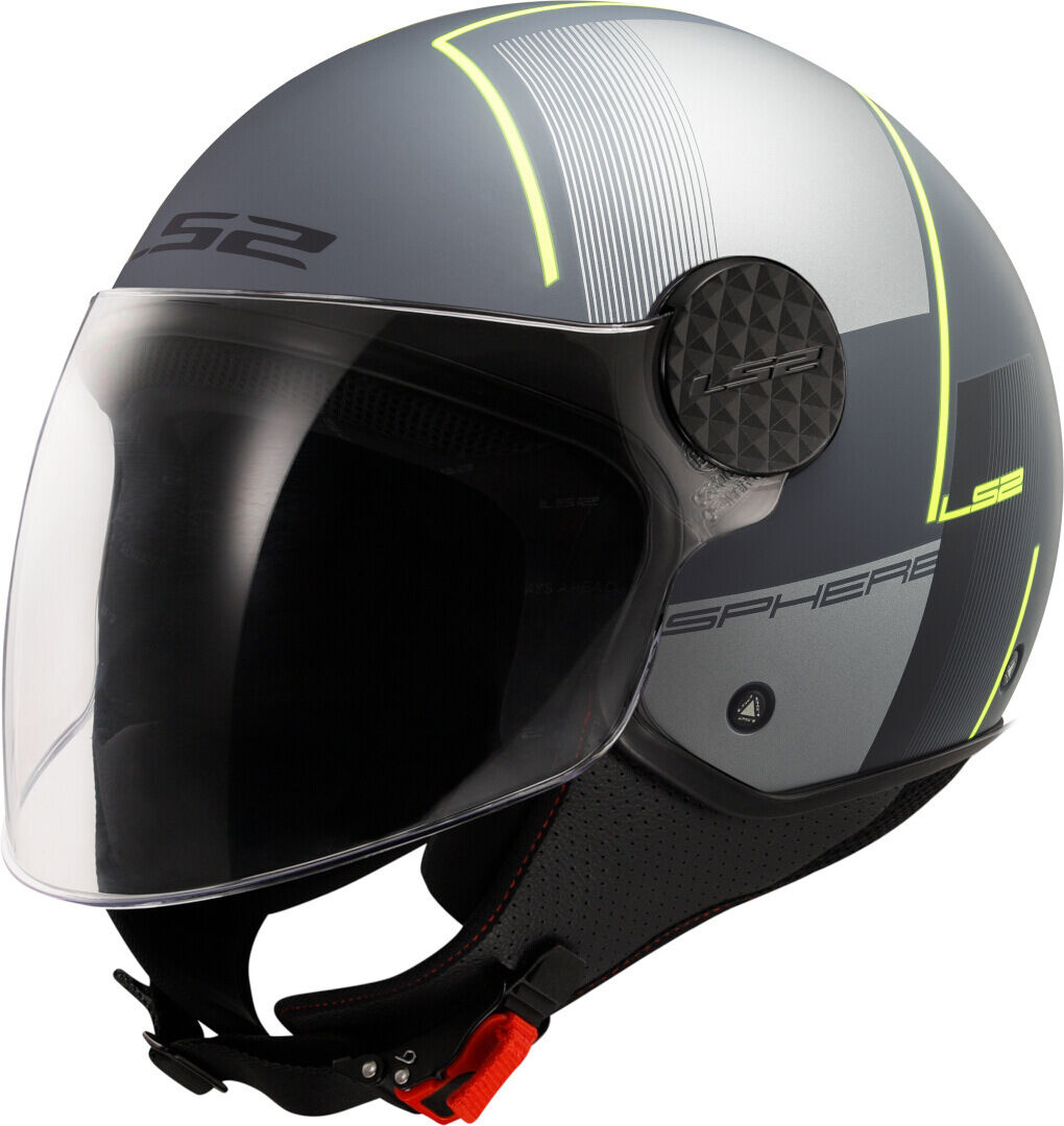 LS2 OF558 Sphere Lux II Firm Casco Jet - Negro Gris Plata (XS)