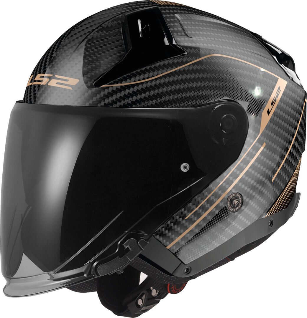 LS2 OF603 Infinity II Carbon Counter Casco Jet - Carbono Oro (2XL)