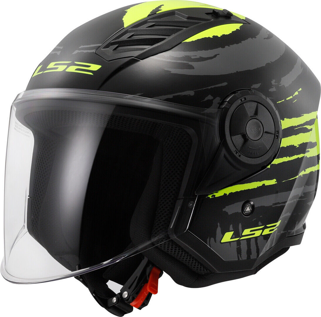 LS2 OF616 Airflow II Brush Casco Jet - Negro Amarillo (S)