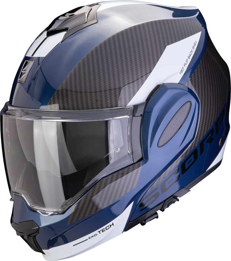 Scorpion Exo-Tech Evo Team Casco - Negro Blanco Azul (M)