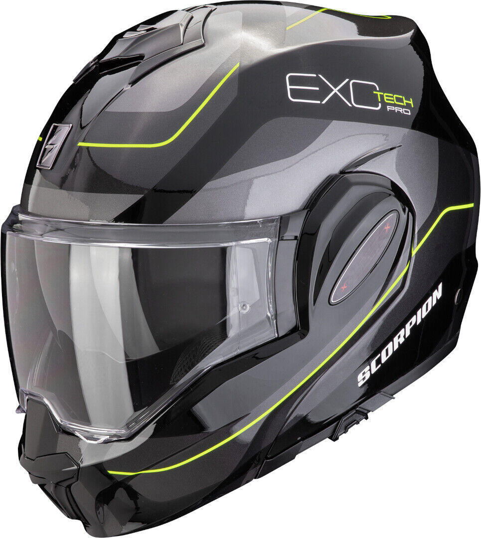 Scorpion Exo-Tech Evo Pro Commuta Casco - Negro Amarillo Plata (2XL)