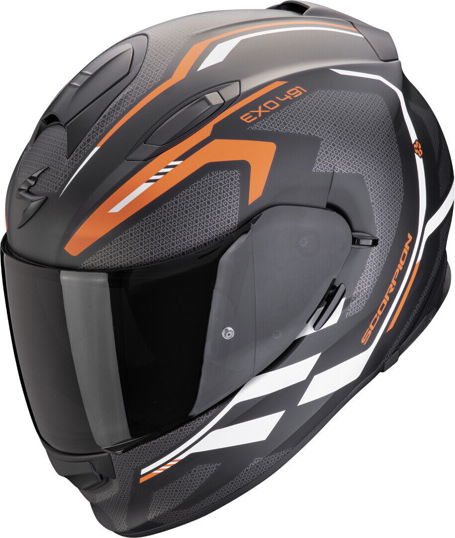 Scorpion Exo-491 Kripta Casco - Negro Blanco Naranja (XS)