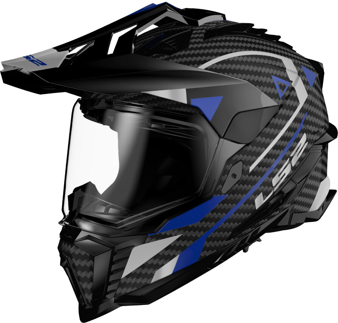 LS2 MX701 Explorer Carbon Adventure Casco de motocross - Carbono Azul (XS)