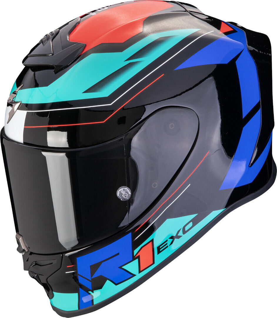 Scorpion Exo-R1 Evo Air Blaze Casco - Negro Rojo Azul (L)