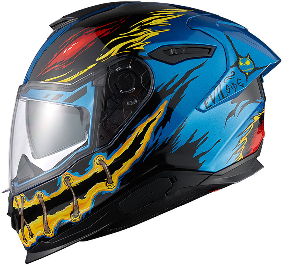 NEXX Y.100R Night Rider Casco - Negro Azul Amarillo (XS)