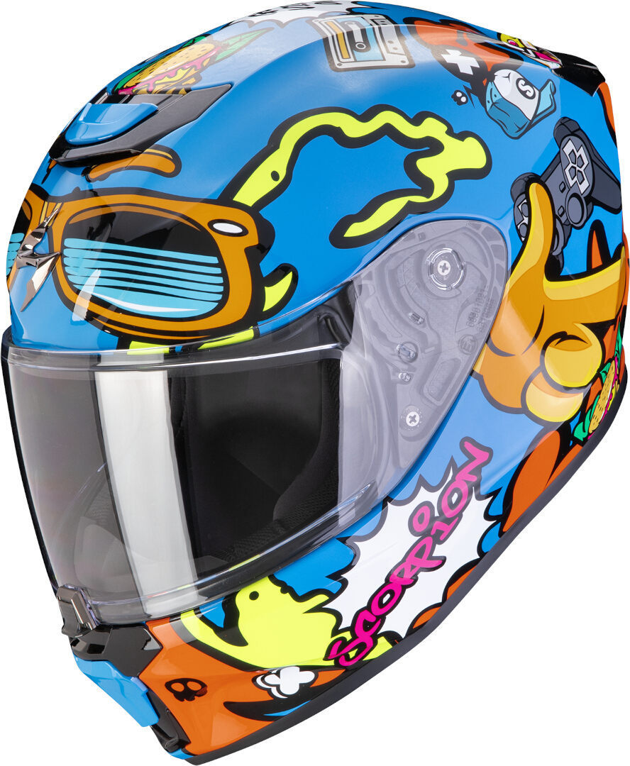 Scorpion Exo-JNR Air Fun Casco para niños - Azul Naranja (M)