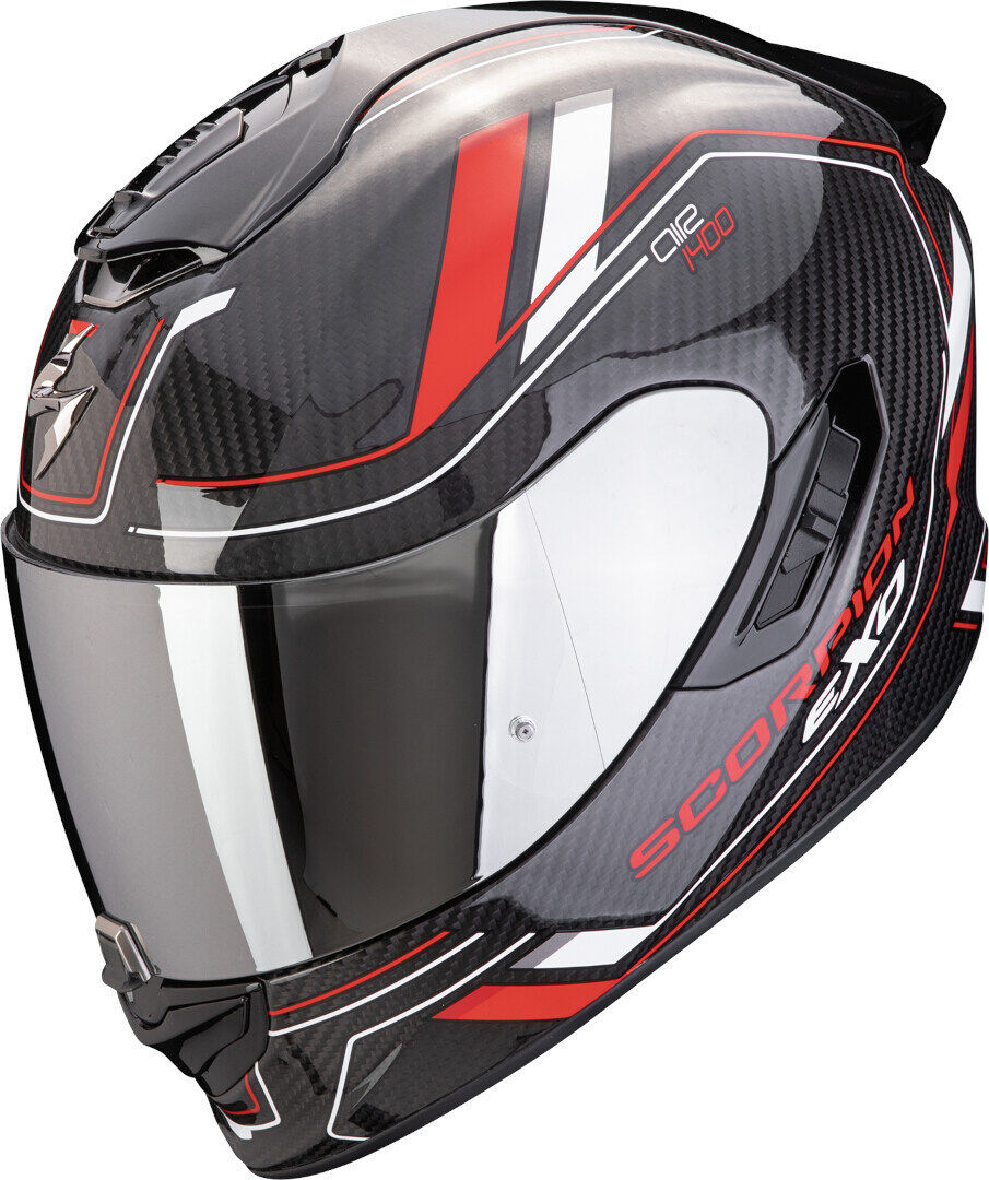 Scorpion Exo-1400 Evo 2 Carbon Air Mirage Casco - Negro Blanco Rojo (2XL)