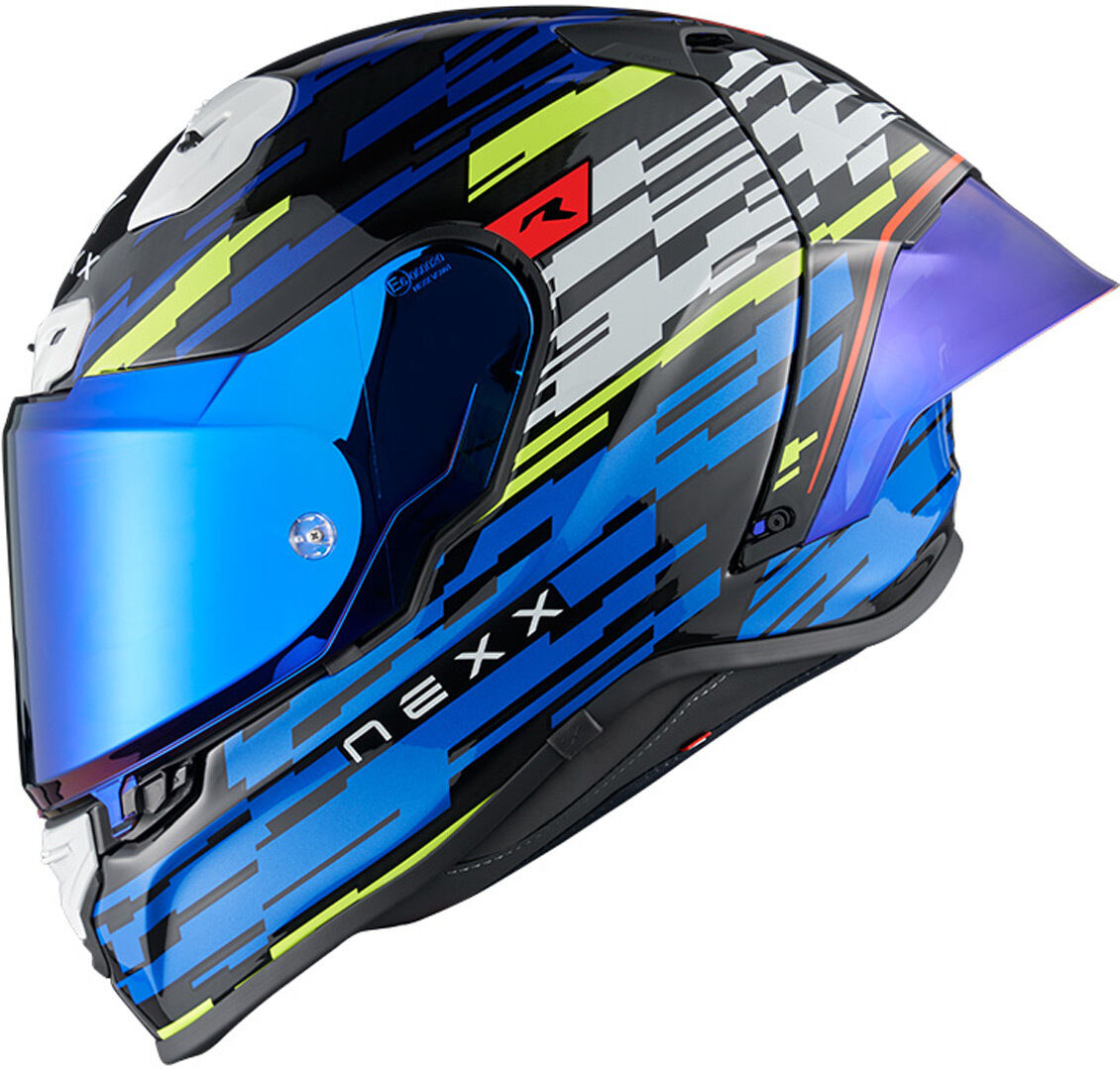 NEXX X.R3R Glitch Racer Casco - Azul Amarillo (XS)