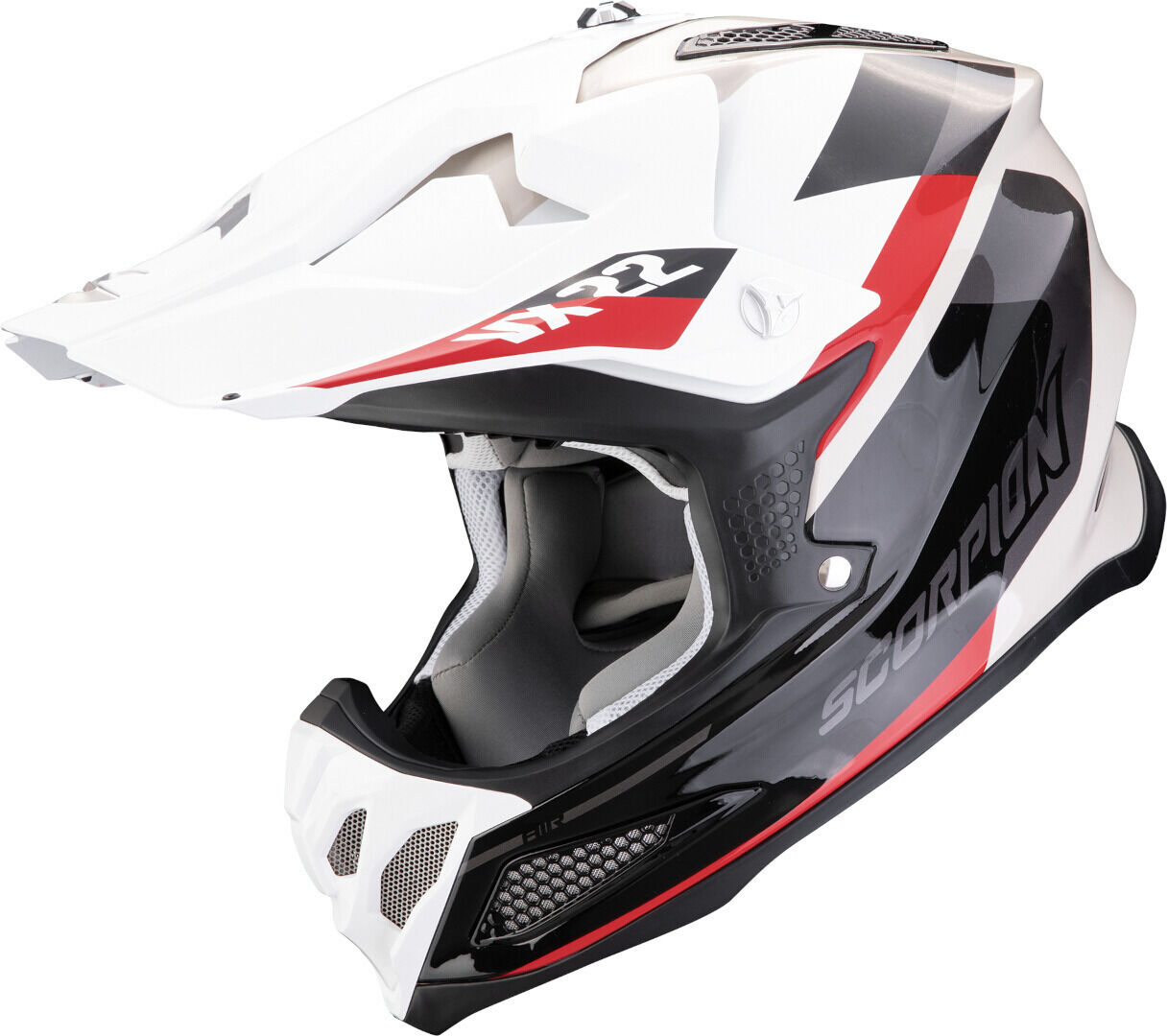 Scorpion VX-22 Air Beta Casco de motocross - Negro Blanco Rojo (S)