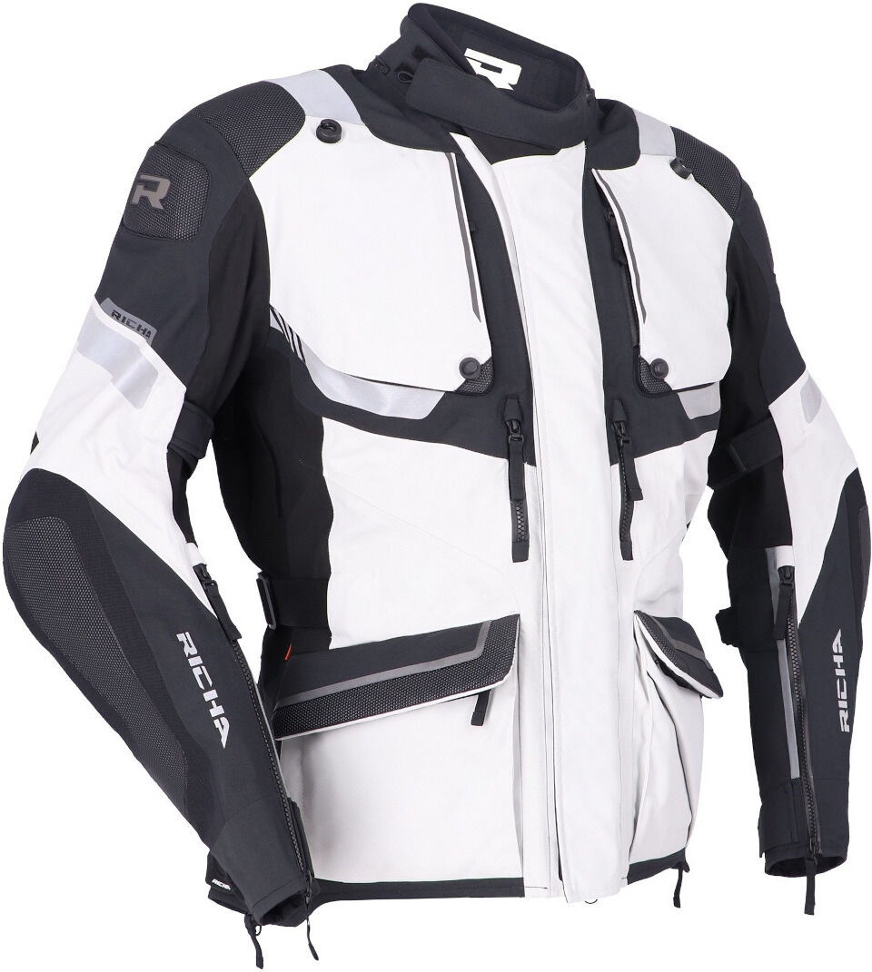 Richa Armada Gore-Tex Pro chaqueta textil impermeable para motocicletas - Negro Gris Blanco (L)