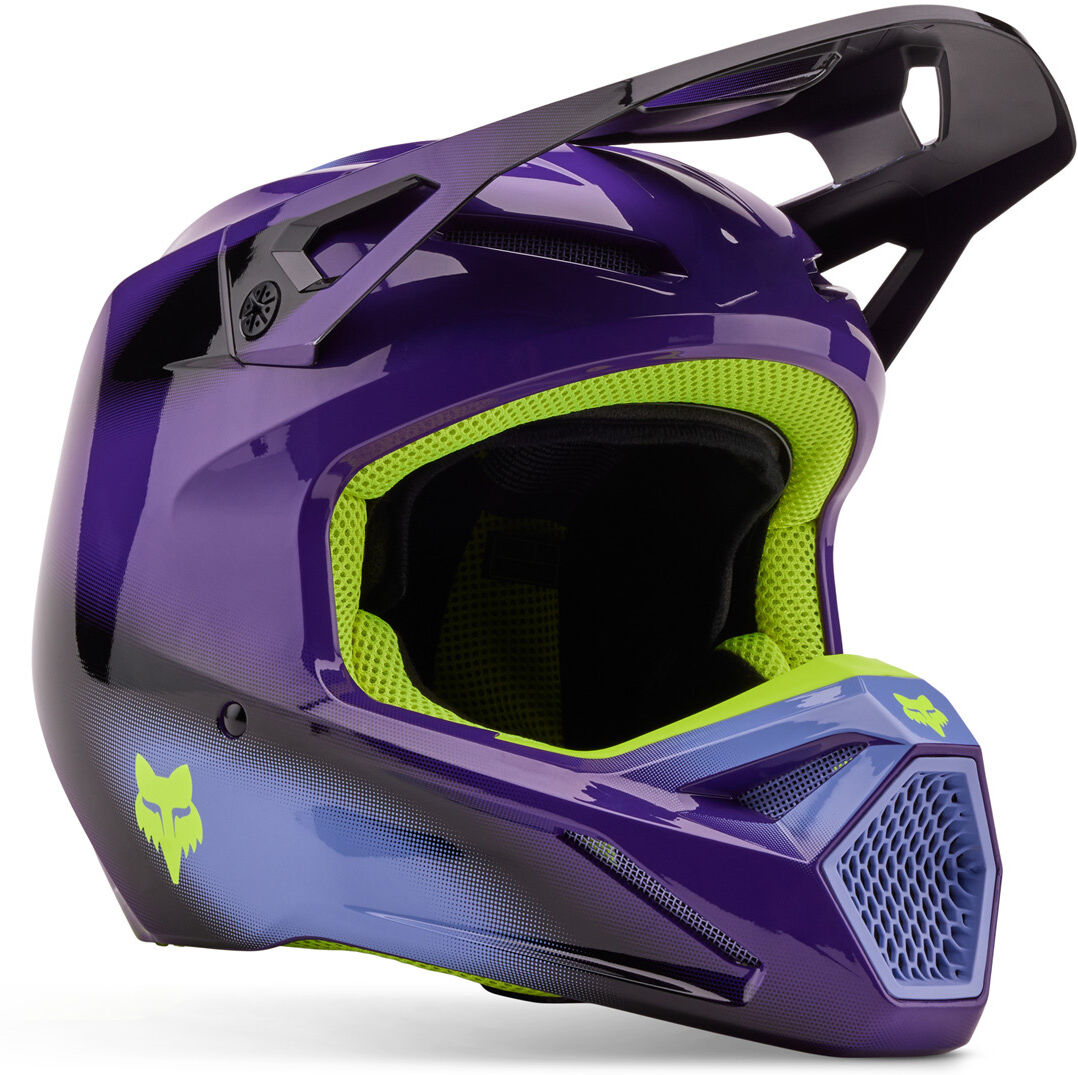 Fox V1 Interfere Casco de motocross - Negro Azul (XL)