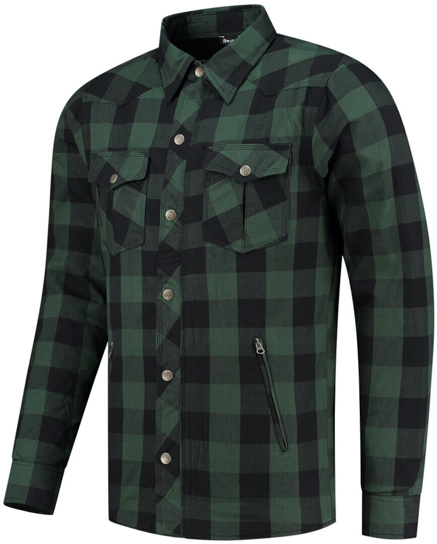 Rusty Stitches Neil Camisa de moto - Negro Verde (XL)