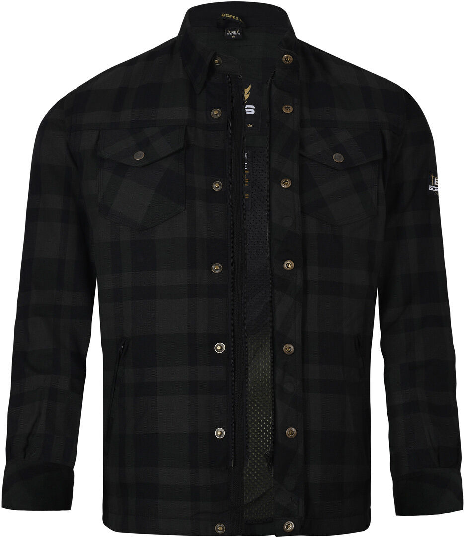 Bores Lumberjack Basic Camisa de moto - Negro Gris (2XL)