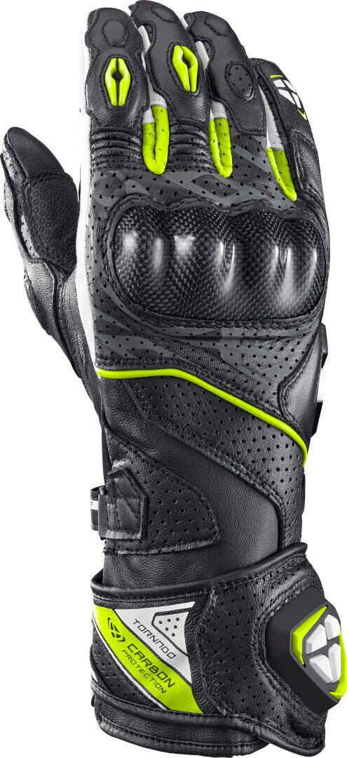 Ixon Tornado Air Guantes de moto - Negro Blanco Amarillo (XS)