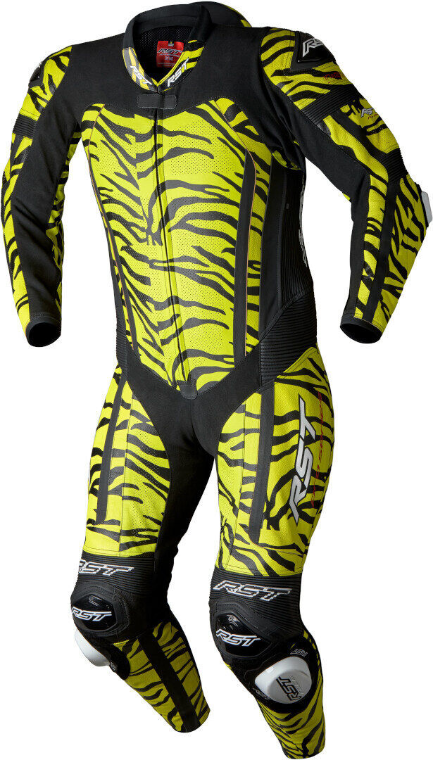 RST Pro Series Evo Airbag Ltd. Tiger Traje de cuero de moto de una pieza - Negro Amarillo (XS)