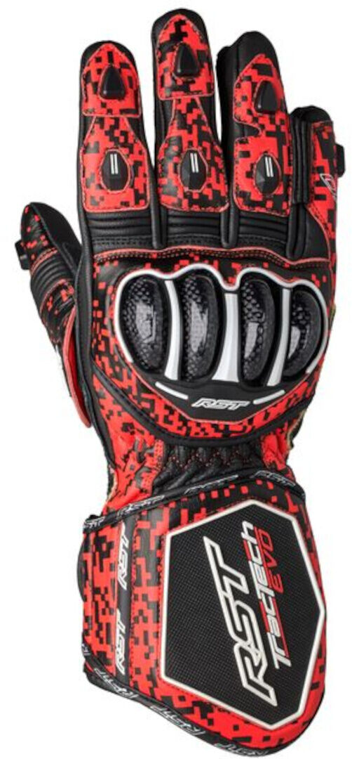 RST TracTech Evo 4 Ltd. Guante de cuero para moto - Negro Rojo (2XL)