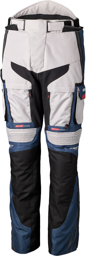 RST Pro Series Adventure-X Pantalones textiles impermeables para motocicletas - Blanco Rojo Azul (L)