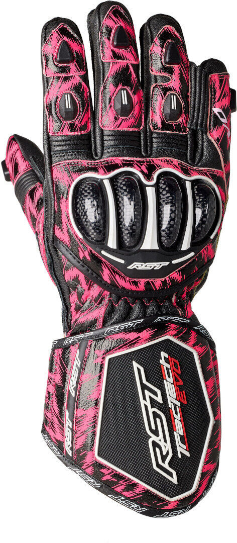 RST TracTech Evo 4 Ltd. Dazzle Pink Guantes de moto perforados - Negro Rosa