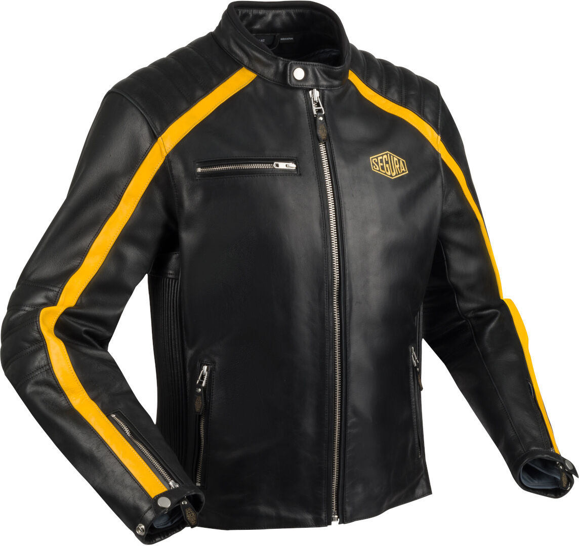 Segura Formula Chaqueta de cuero para moto - Negro Amarillo (2XL)