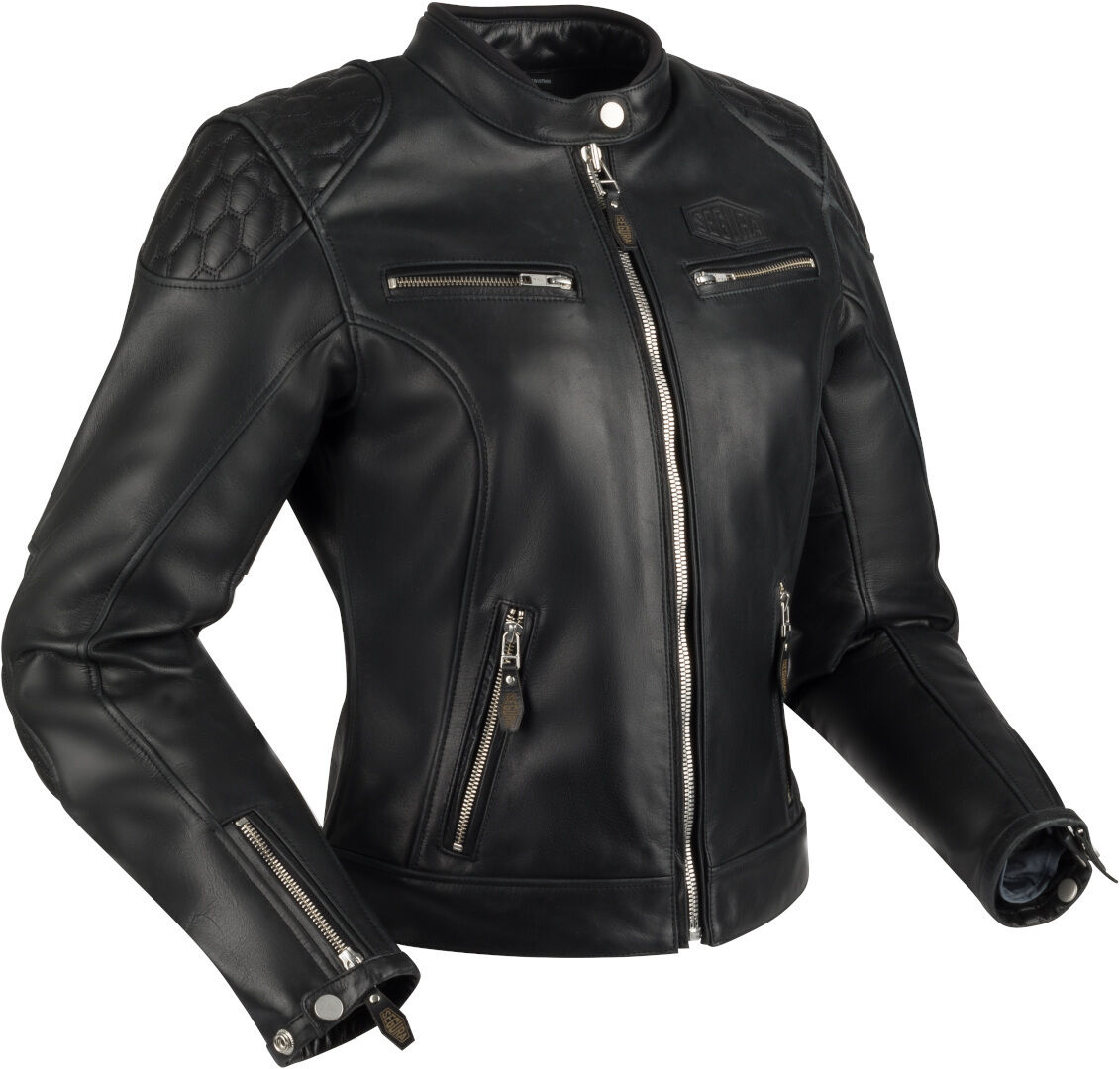 Segura Curtis Chaqueta de cuero de moto para mujer - Negro (44)