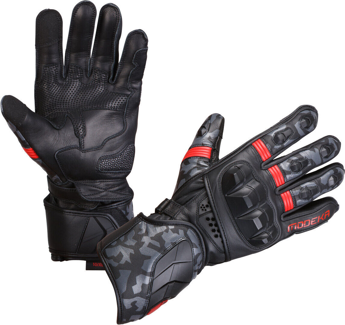 Modeka Valyant Pro Guantes de moto - Negro Rojo (L)