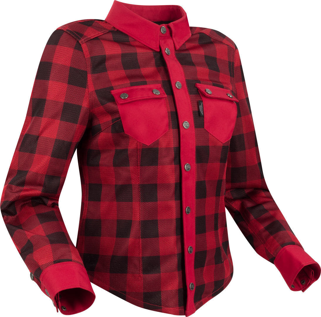 Segura Jovan Camisa de moto para mujer - Negro Rojo (36)