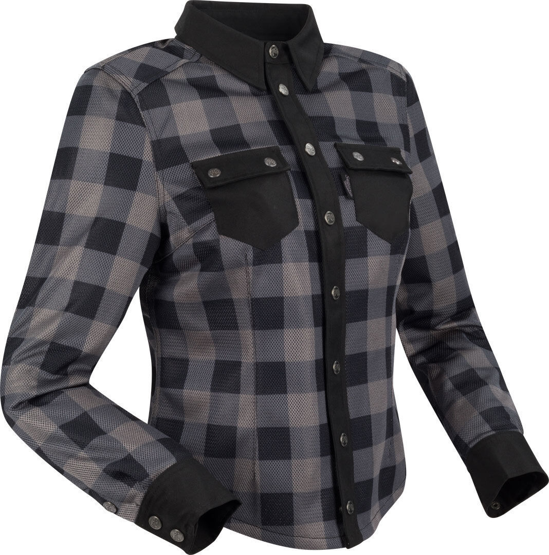 Segura Jovan Camisa de moto para mujer - Negro Gris (40)