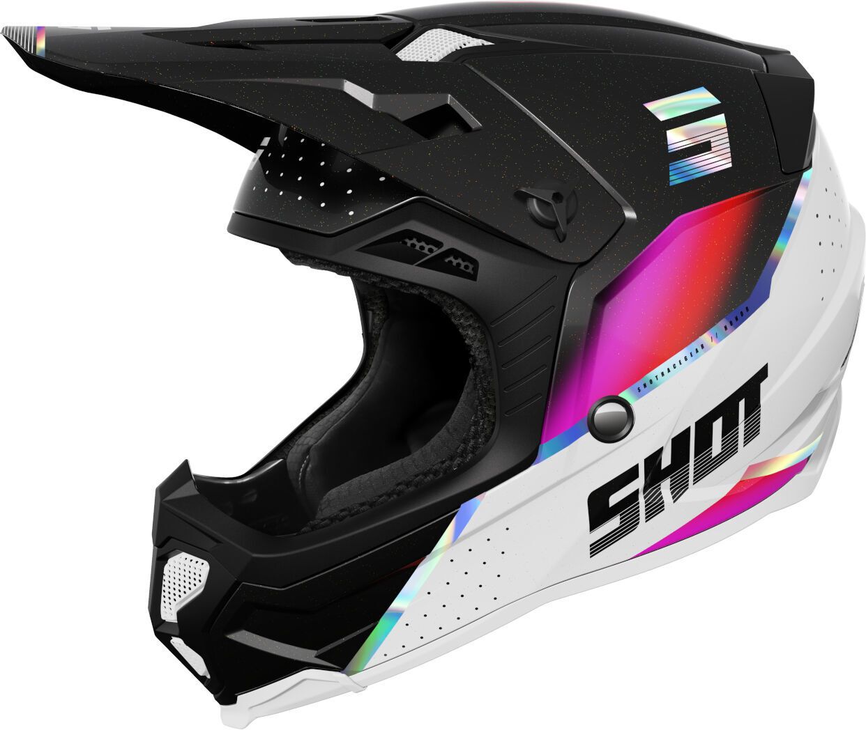 Shot Core Honor Casco de motocross - Blanco Rosa Verde Azul Lila Amarillo (2XL)