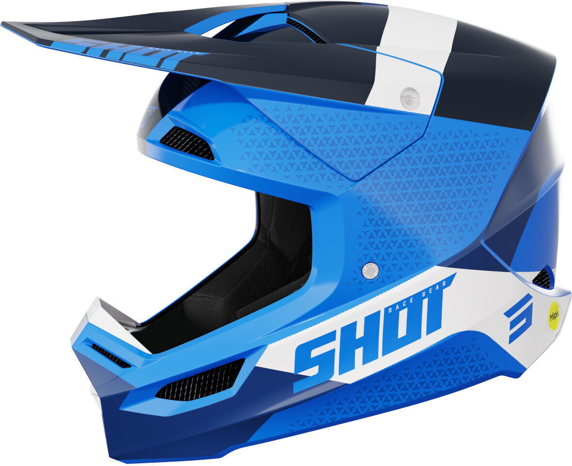 Shot Race Ridge Casco de motocross - Negro Blanco Azul (XL)