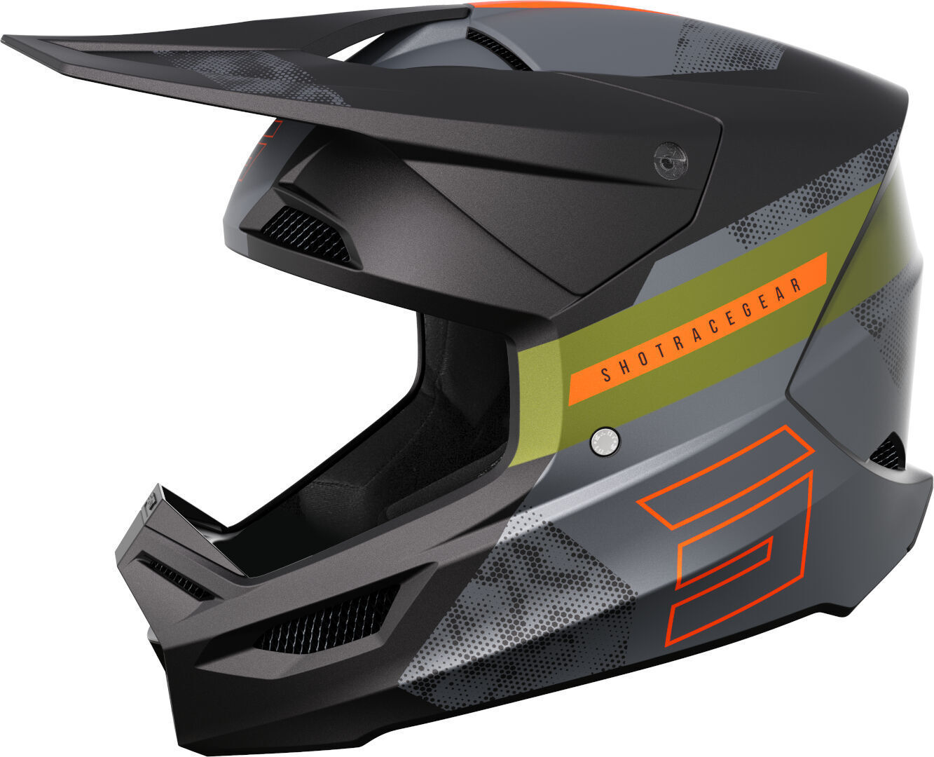 Shot Furious Patrol Casco de motocross - Negro Verde Naranja (S)