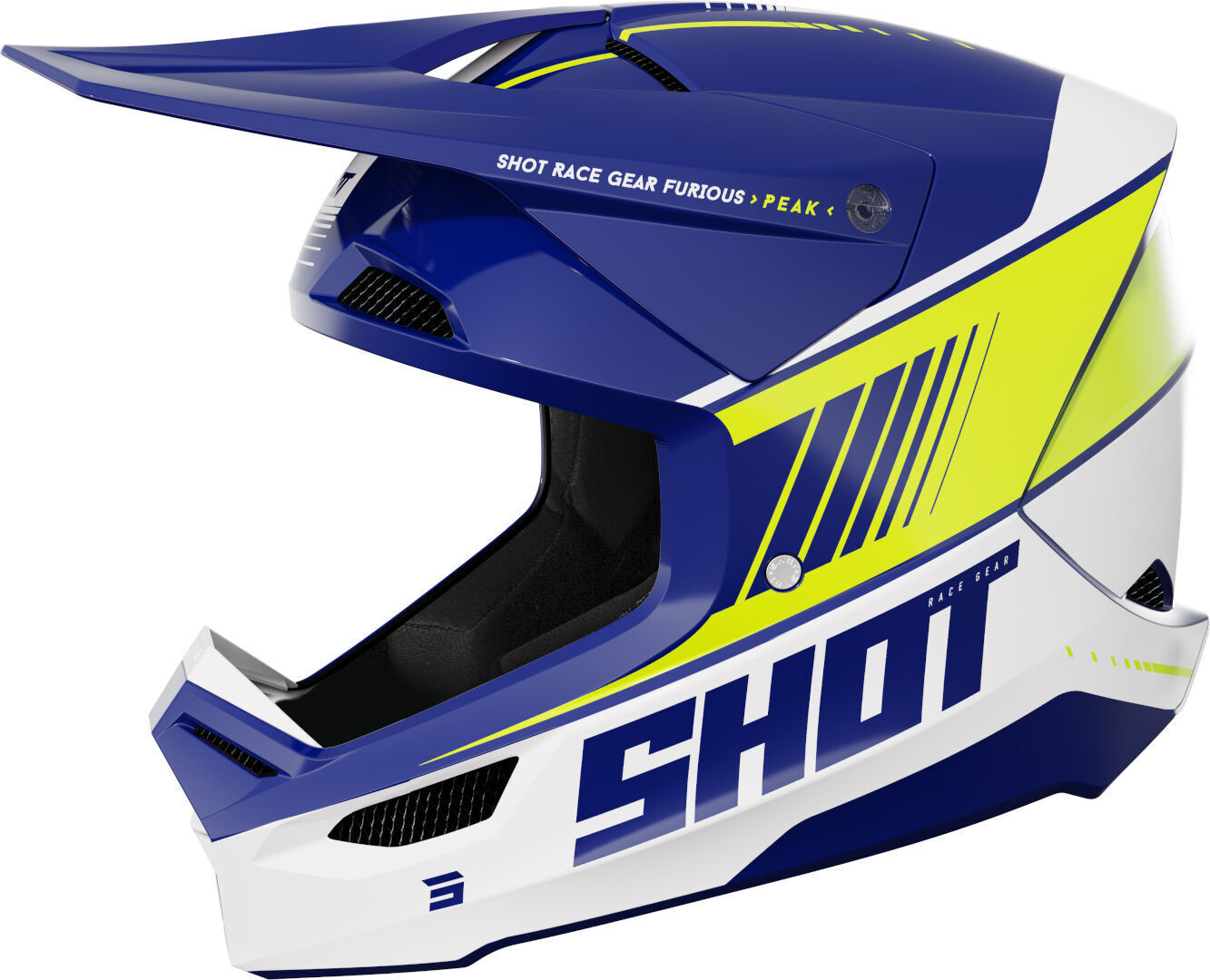 Shot Furious Peak Casco de motocross - Blanco Azul Amarillo (XL)