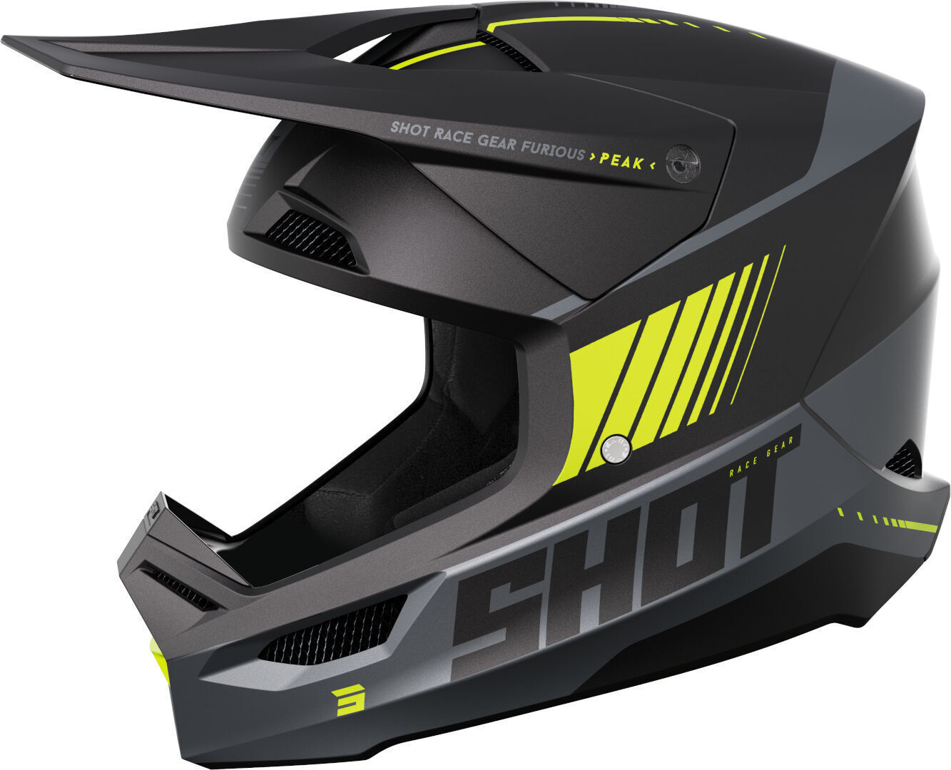 Shot Furious Peak Casco de motocross - Gris Amarillo (S)