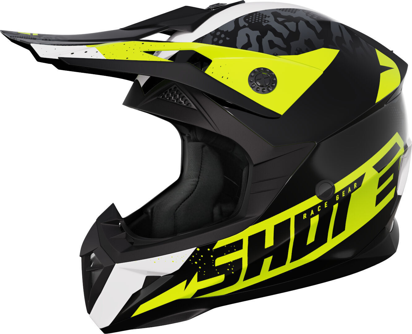 Shot Pulse Airfit Casco de motocross - Negro Blanco Amarillo (XL)