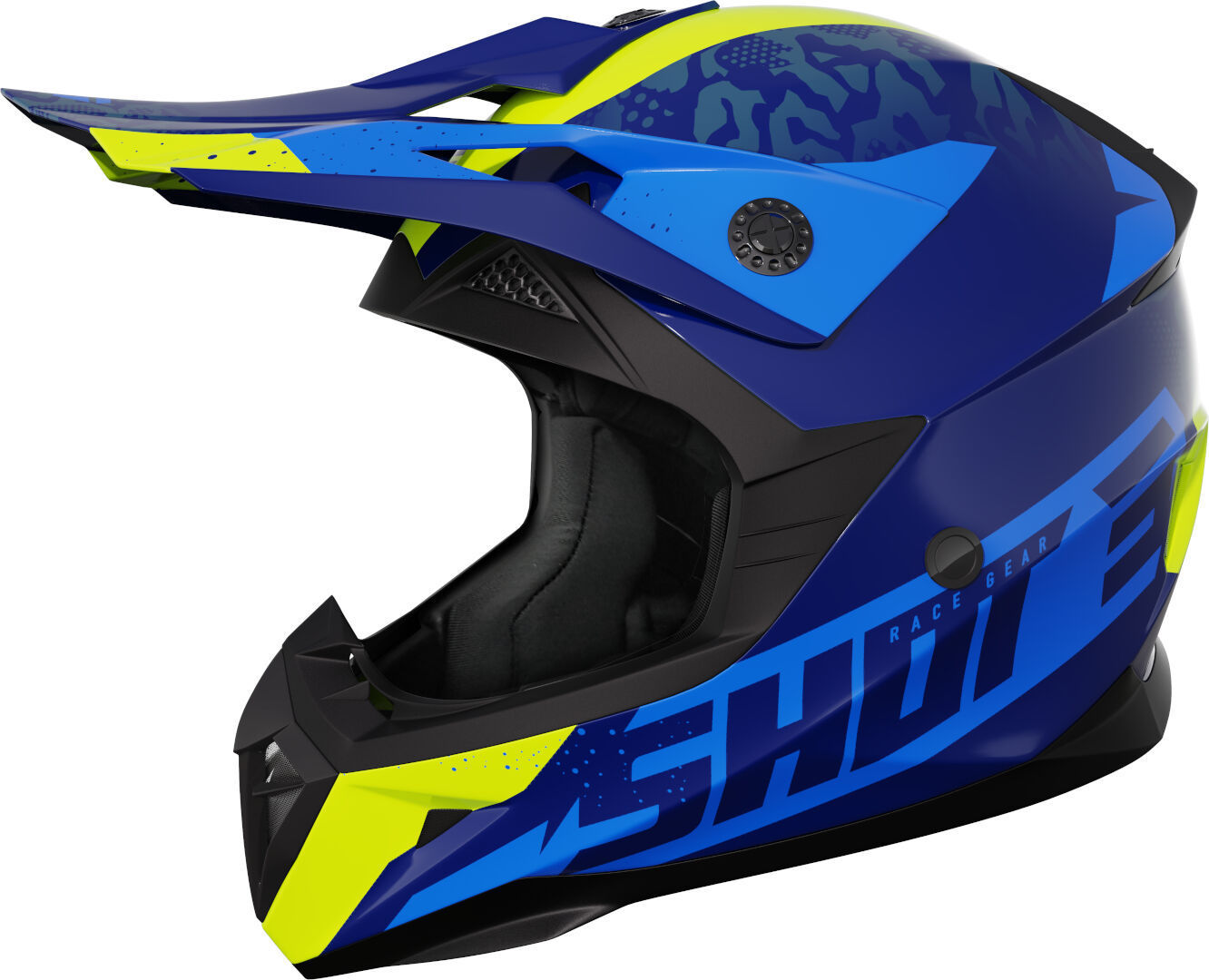 Shot Pulse Airfit Casco de motocross - Negro Azul Amarillo (XL)